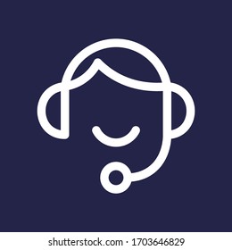Online help white colored vector line icon with dark background