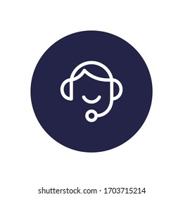 Online help white colored vector line icon with dark background