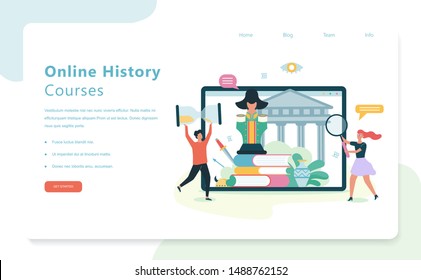 Online history courses, school subject. Idea of science and education. Knowledge of past and ancient. Isolated vector illustration in flat style