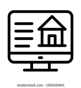 online home ads thin line vetor icon