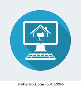 Online home flag concept - Vector flat icon