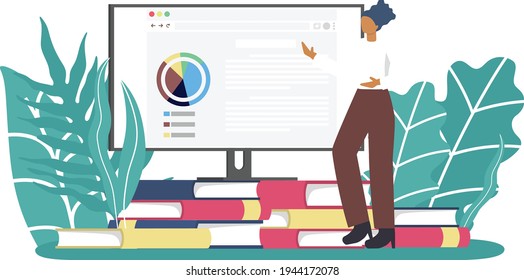 Online home school class education through computer concept. A woman teaching through the internet while work from home due to covid19