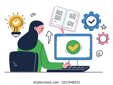 Online home school study education student university learning training abstract concept. Vector graphic design illustration