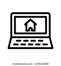 online home thin line vector icon