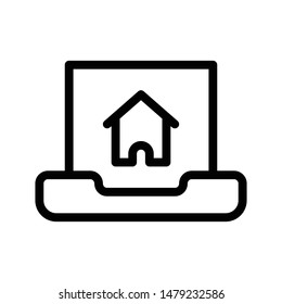 online home thin line vector icon