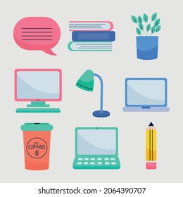 online homework icon set design