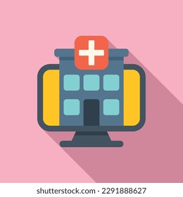 Online hospital icon flat vector. Medical patient. Mobile service