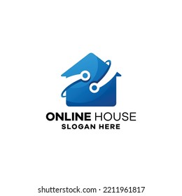 Online House Gradient Logo Icon Illustration