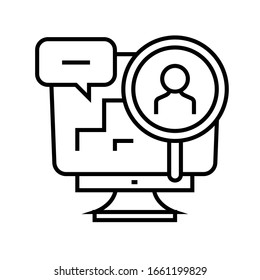 Online human resources support line icon, concept sign, outline vector illustration, linear symbol.
