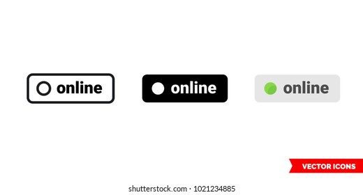 Online icon of 3 types: color, black and white, outline. Isolated vector sign symbol.
