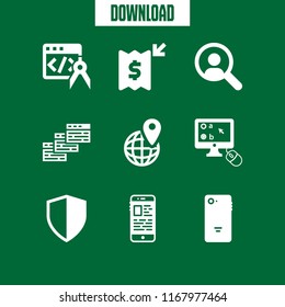 online icon. 9 online vector set. browser, invoice, location and smartphone icons for web and design about online theme