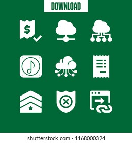 online icon. 9 online vector set. invoice, music file, shield and rank icons for web and design about online theme