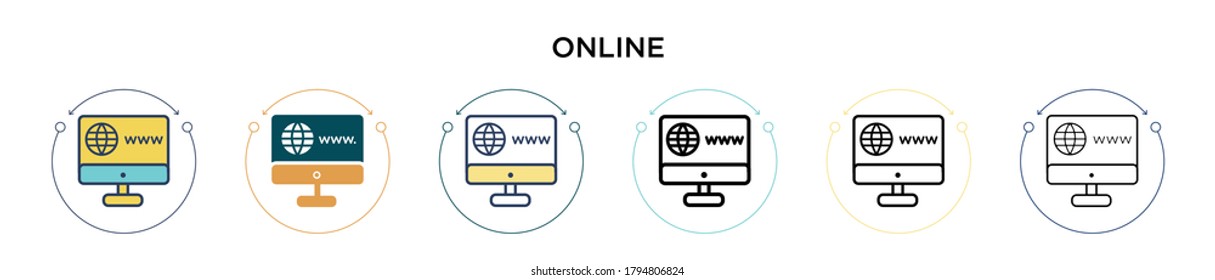 Icono en línea en el estilo relleno, delgado, contorno y trazo. Ilustración vectorial de dos iconos vectoriales en línea de color y negro se puede utilizar para móviles, ui, web