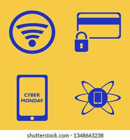 online icon set with phone technology, cyber monday mobile and credit card lock vector illustration