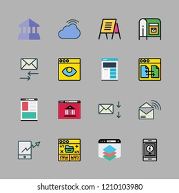 online icon set. vector set about email, text lines, rss feed and cloud computing icons set.
