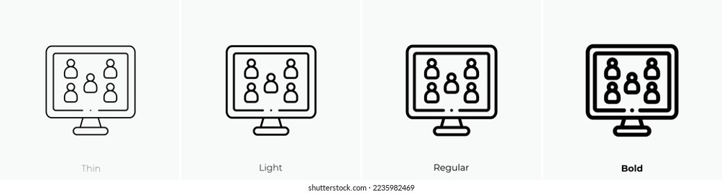 online icon. Thin, Light Regular And Bold style design isolated on white background