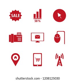 online icon. online vector icons set house location, sale, computer mouse and wi fi
