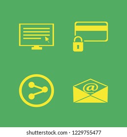 online icon. online vector icons set mail, computer cursor, credit card lock and share sign