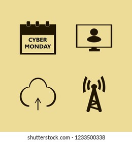 online icon. online vector icons set upload, cyber monday calendar, wi fi and person monitor