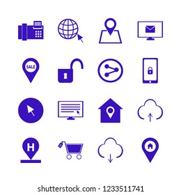online icon. online vector icons set sale shopping cart, house location, cursor and browser globe cursor