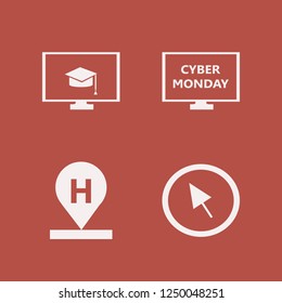 Online Icon. Online Vector Icons Set Online Education, Cyber Monday Computer, Hotel Location And Cursor