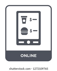 online icon vector on white background, online trendy filled icons from Fastfood collection, online simple element illustration