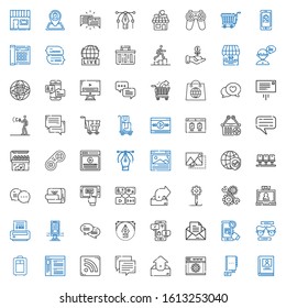 Online Icons Set. Collection Of Online With Biography, Contact, Web Development, Outbox, Chat, Rss Feed, Browser, Trolley, Online Shopping. Editable And Scalable Icons.