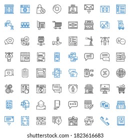 Online Icons Set. Collection Of Online With Biography, Telephone, Chat, Store, Message, Video Player, Stores, Contact, Outbox, Birdhouse, Shopping Cart. Editable And Scalable Online Icons.