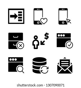 online icons set with email, browser and database vector set