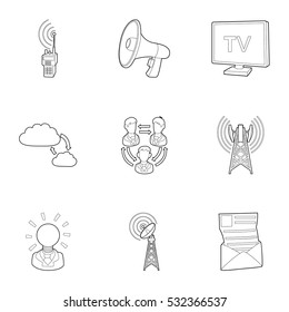 Online icons set. Outline illustration of 9 online vector icons for web