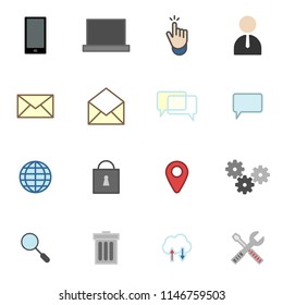 Online icons set simple flat style vector illustration.