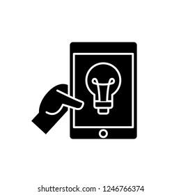 Online idea black icon, vector sign on isolated background. Online idea concept symbol, illustration 