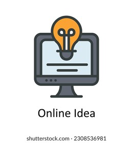 Online Idea Vector Fill outline Icon Design illustration. Seo and web Symbol on White background EPS 10 File