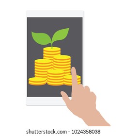 online income concept. touch screen.
