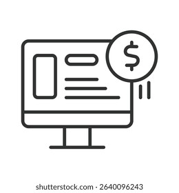 Online income, icon in line design. Passive income, freelance work, remote job, digital business, affiliate marketing, e-commerce on white background vector. Online income, editable stroke icon