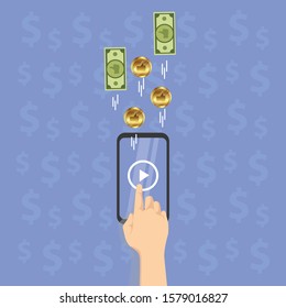 Online income money in electronic mobile phone