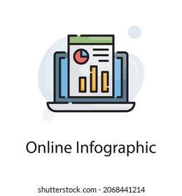 ilustración de diseño de iconos de contorno de vectores de infografía en línea. Símbolo de análisis web sobre archivo EPS 10 de fondo blanco