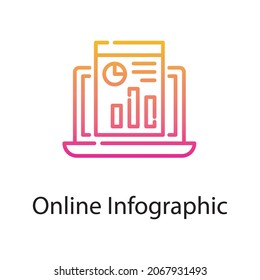 ilustración de diseño de iconos de gradiente vectorial de infografía en línea. Símbolo de análisis web sobre archivo EPS 10 de fondo blanco