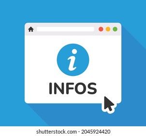 Online information icon. Web bowser with infos mark icon vector illustration svg