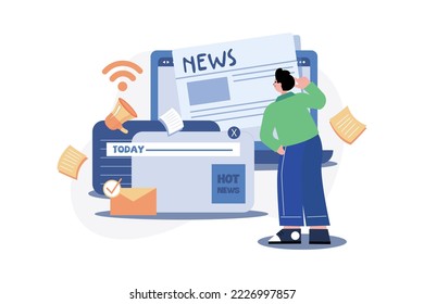 Online Informational Video Illustration concept. A flat illustration isolated on white background