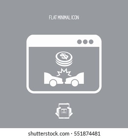 Online insurance car payment - Dollars - Vector flat icon
