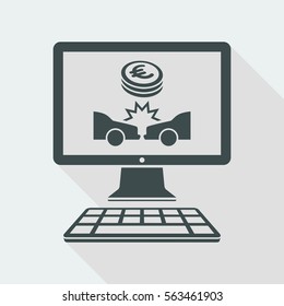 Online insurance car payment - Euro - Vector flat icon