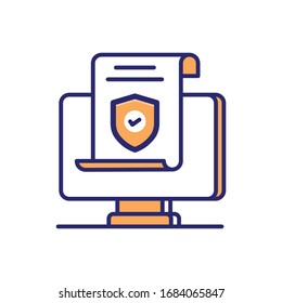 Online insurance Filled Outline vector illustration icon.