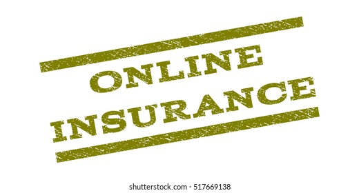 Online Insurance watermark stamp. Text caption between parallel lines with grunge design style. Rubber seal stamp with unclean texture. Vector color ink imprint on a white background.