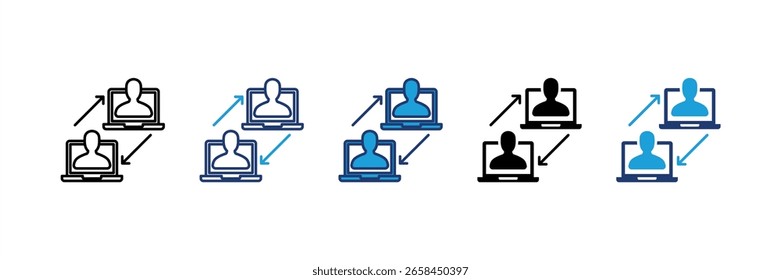 Ícone de interação online define coleção de vários estilos