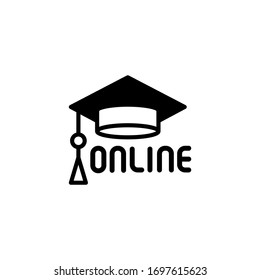 Online international educational vector icon in black solid flat design icon isolated on white background
