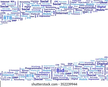 Online / Internet advertising background / Blue tags cloud - Vector template