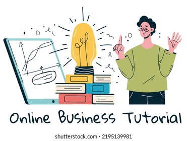 Online internet business development start up marketing network abstract doodle line style concept isolated design element illustration