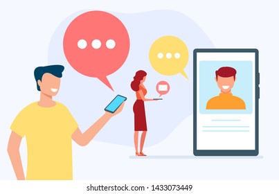 Online internet communication chat concept. Vector flat cartoon graphic design illustration