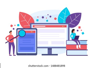 Online internet courses learning. Web education concept. Vector flat graphic design illustration